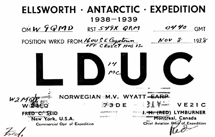 QSL радиолюбительской экспедиции в Антарктиду