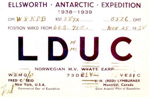QSL первой радиолюбительской экспедиции в Антарктику