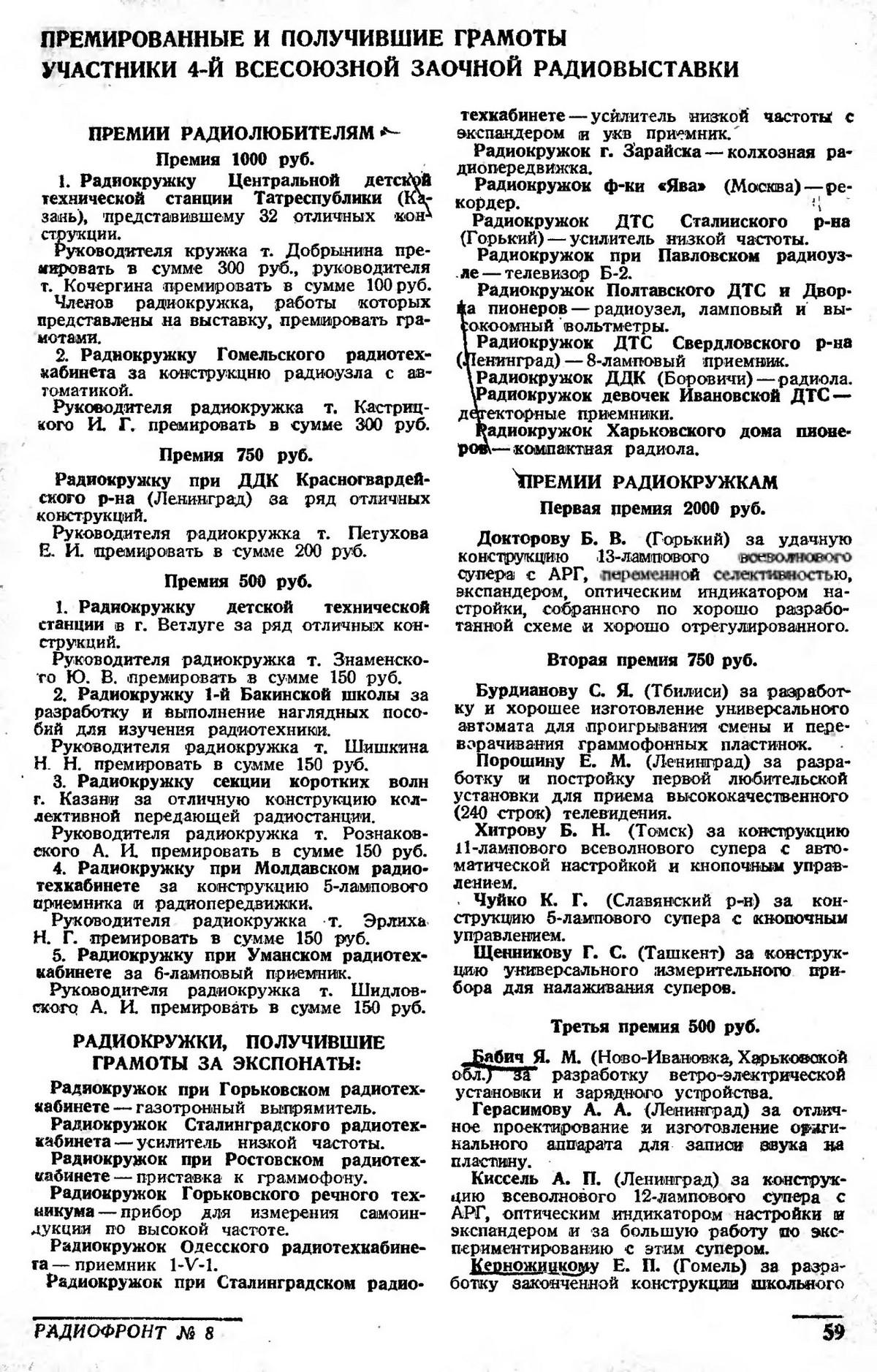 Из журнала «Радиофронт» (#8/1939)